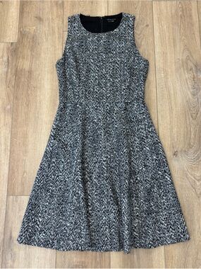 🌟THEORY🌟 TREKANA WOOL KNIT TWEED FIT & FLARE DRESS GREY SZ 4